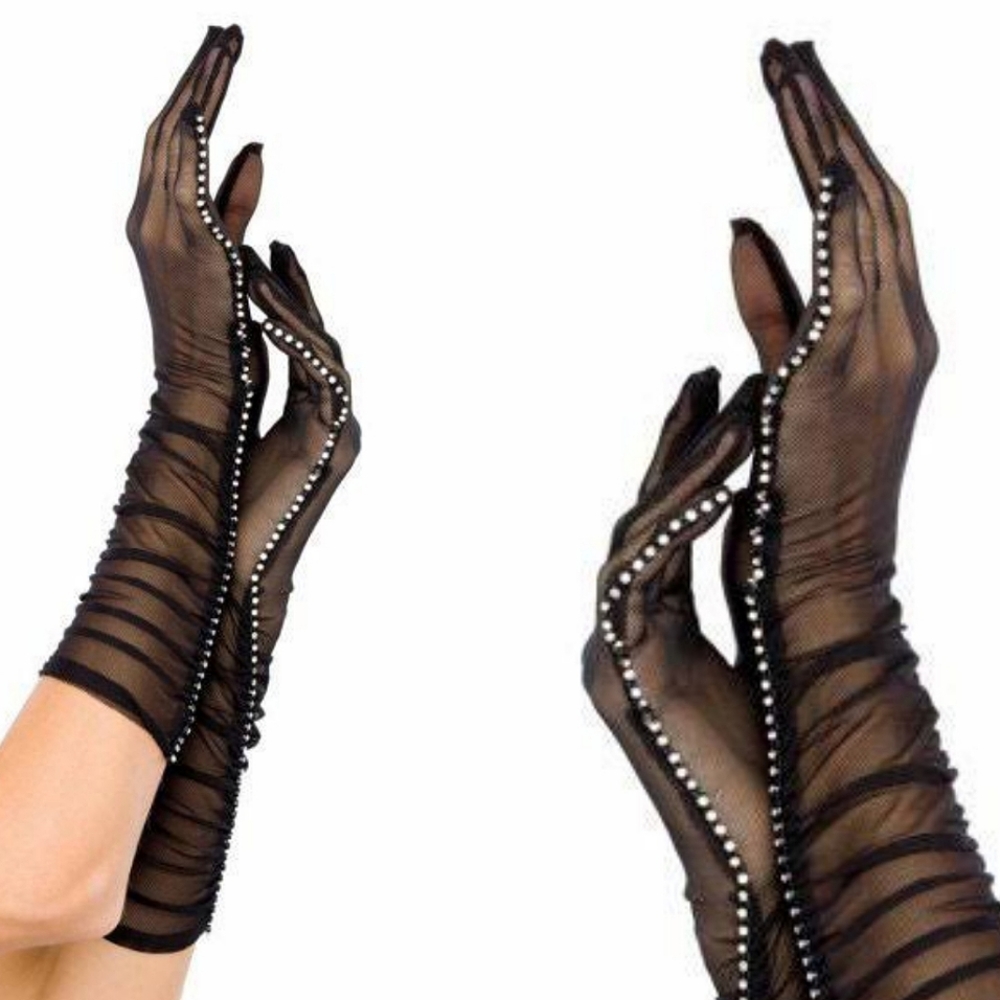 NWOT Rhinestone Edge Gloves - Picture 1 of 3